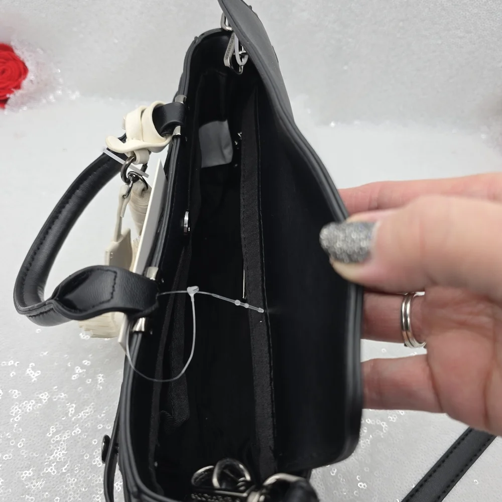Steve Madden BMEAD Top Handle East West Crossbody Satchel Black Bag Horse Charm
